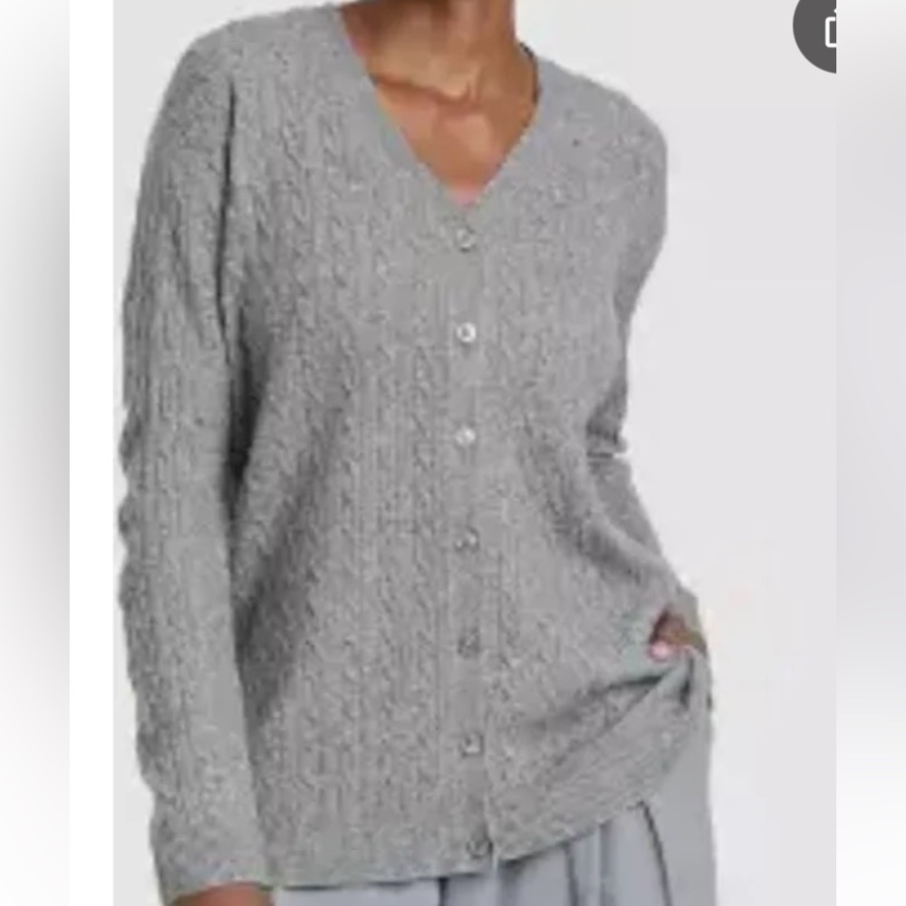 Target Gray Cardigan Sweater with V-neck and Ribbed Details